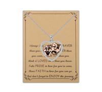 FUSTMW Drama Theater Gifts Drama Mask Necklace Gifts for Drama Lovers Jewelry Comedy Tragedy Mask Necklace Actress Gifts, S, Stainless Steel, No Gemstone
