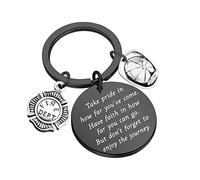 FUSTMW Firefighter Gifts Keychain Fireman Gifts Firefighter Graduation Gifts Take Pride in How Far You Have Come, Black, Large