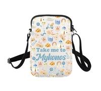 FUSTMW Mykonos Greece Souvenirs Gifts Mykonos Crossbody Bag Vacation Gifts for Travelers Cell Phone Purse with Strap, Mykonos Bag C, Fashion
