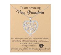 FUSTMW New Grandma Gift Grandma Heart Necklace First Time Grandmother Announcement Gifts Grandmother Jewelry Gifts, S, Stainless Steel, No Gemstone