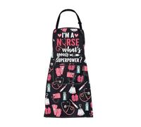 FUSTMW Nurse Apron with Pockets I'm A Nurse What's Your Superpower Cooking Kitchen Chef Housewarming Apron with Pockets, Nurse Apron, One size fits most