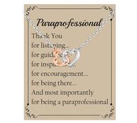 FUSTMW Paraprofessional Necklace Gifts Paraeducator Gifts Para Teacher Gifts Paraprofessional Appreciation Gifts Jewelry, Copper, Cubic Zirconia