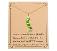 FUSTMW Pea Pod Necklace Green Three Peas in a Pod Necklace Peapod Jewelry Sweet Pea Charm Snow Peas Pod Gift, S, No Gemstone