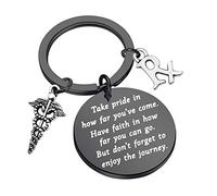 FUSTMW Pharmacist Keychain Rx Pharmacist Graduation Gifts RX Pharmacy Symbol Keychain Inspiration Gift for Pharmacist Jewelry Take Pride in How Far You Have Come