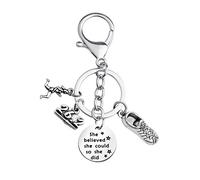 FUSTMW Runner Gifts Marathon Gift Runner Keychain Marathon Jewelry Running Gifts She Believed She Could 13.1 26.2 Keychain Marathon Gift for Her (She BL 26.2)