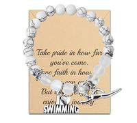 FUSTMW Swimming Bracelet - I Love Swimming Lover Gift, Team Inspirational Jewelry for Swimmers and Coaches, S, Stone, no gemstone
