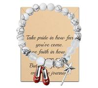 FUSTMW Wizard Oz Shoe Bracelet Dorothy Ruby Gifts Ruby Red Slippers Jewelry Movie Fans Inspired Gifts Magic Wand Charm, S, Stone, no gemstone