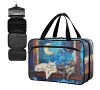 Fustylead 3 Cats Lazing Around on Windowsill with Moon Rising Large Medical Storage Bag with Zipper Empty First Aid Bag Trauma Kit for Traveling Hiking Camping Backpacking