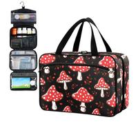 Fustylead Amazing Amanita Red Mushroom Travel Medicine Storage Bag Large Household Pill Bottle Organizer with Zipper for First Aid, Pills, Vitamins, Medical Supplies