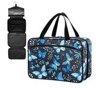 Fustylead Beautiful Bright Blue Butterflies Large Medical Supplies Organizer Bag with Zipper Empty First Aid Bag Trauma Kit for Traveling Hiking Camping