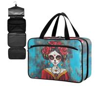 Fustylead Beautiful Day of The Dead Catrina with Red Roses Large Medical Storage Bag with Zipper Empty First Aid Bag Trauma Kit for Traveling Hiking Camping Backpacking