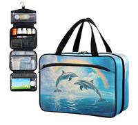Fustylead Beautiful Dolphins and Rainbow Travel Medicine Organizer Bag Home Storage First Aid Kit Large Pill Case with Zipper for Pill Bottle, Vitamins, and Medical Supplies