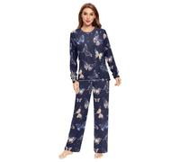 Fustylead Beautiful Magic Butterflies Matching Couple Pajama Set 2 PCS Long Sleeve Lounge Jammies for Families Men Women Multi