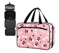Fustylead Black Dog Paw Prints and Hearts Bones Large Medical Storage Bag with Zipper Empty First Aid Bag Trauma Kit for Traveling Hiking Camping Backpacking