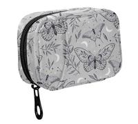 Fustylead Boho Magic Gray Space Elements Stars Butterflies Pill Organizer Travel Portable Zipper Cloth Bag for Holding Weekly Supplements Vitamins and Fish Oils