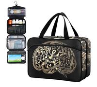 Fustylead Brain Made from Intricate Gold Musical Notes Pill Organizer Bag Large Medicine Travel Carrying Case with Zipper for Vitamin Supplements Fish Oil, Empty First Aid Kit for Hiking Camping