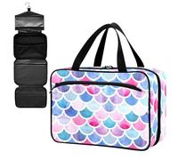 Fustylead Bright Colored Fish Scales Empty Travel First Aid Bag Large Home Medication Bag with Zipper for Pills,Vitamin,Fish Oil,Supplements for Women and Men