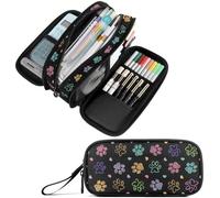 Fustylead Colorful Doodle Cute Paw Print Large Pencil Bag Storage Pen Case Makeup Pouch Stationery Bag for School College Office Organizer