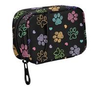 Fustylead Colorful Doodle Cute Paw Print Travel Pill Organizer Case Zipper for Purse with Removable Weekly Pill Box for Medicine, Vitamin, Supplement Medicine Organizer