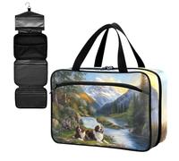 Fustylead Cute Bernese Mountain Dogs and Flowing River Large Medical Supplies Organizer Bag with Zipper Empty First Aid Bag Trauma Kit for Traveling Hiking Camping