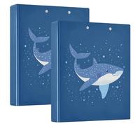 Fustylead Cute Blue Whale 1.5 Inch 3 Ring Binder, D-Ring Binder with Clipboard&3 Inside Pockets Binders for School Office Supplies Binders, Holds 200 Sheets of A4 Paper