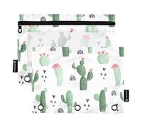 Fustylead Cute Cacti in Scandinavian Style Binder Pencil Pouch for 3 Ring, Pencil Pouches Bags with Zipper Clear Window for School Office Cosmetic Students Supplies, 2 Pack