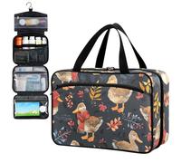 Fustylead Cute Ducks Wearing Scarf and Plants Leaves Travel Medicine Organizer Bag Home Storage First Aid Kit Large Pill Case with Zipper for Pill Bottle, Vitamins, and Medical Supplies