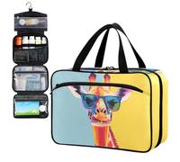 Fustylead Cute Giraffe in Sunglasses Drinking Juice Travel Medicine Organizer Bag Home Storage First Aid Kit Large Pill Case with Zipper for Pill Bottle, Vitamins, and Medical Supplies