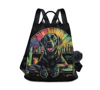 Fustylead Cute Golden Retriever Design at A Bar Inside Circle Women Backpack Purse Anti-theft Lightweight Shoulder Bag