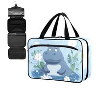 Fustylead Cute Hippo in Water and Flower Large Medical Supplies Organizer Bag with Zipper Empty First Aid Bag Trauma Kit for Traveling Hiking Camping