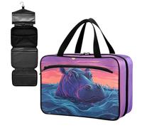 Fustylead Cute Hippo in Water Under Sunset Large Medical Supplies Organizer Bag with Zipper Empty First Aid Bag Trauma Kit for Traveling Hiking Camping