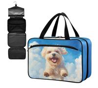 Fustylead Cute Maltese Dog Running Happily Above The Clouds Large Medical Supplies Organizer Bag with Zipper Empty First Aid Bag Trauma Kit for Traveling Hiking Camping