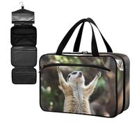 Fustylead Cute Meerkat Raising Arms in Hallelujah Empty Travel First Aid Bag Large Home Medication Bag with Zipper for Pills,Vitamin,Fish Oil,Supplements for Women and Men