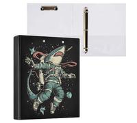 Fustylead Cute Shark Astronaut 3 Ring Binder, D-Rings 1.5 Inch Binder, Fits 200 Sheets of A4 Paper, Durable Binder Clipboard & Clean View with Inside Pockets for School Home Office