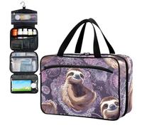 Fustylead Cute Sloths on The Round Ornaments of Mandala Pill Organizer Bag Large Medicine Travel Carrying Case with Zipper for Vitamin Supplements Fish Oil, Empty First Aid Kit for Hiking Camping