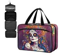 Fustylead Day of The Dead Catrina with Roses Large Medical Storage Bag with Zipper Empty First Aid Bag Trauma Kit for Traveling Hiking Camping Backpacking