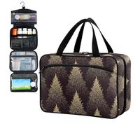 Fustylead Fir Trees and Pines in Snow Pill Organizer Bag Large Medicine Travel Carrying Case with Zipper for Vitamin Supplements Fish Oil, Empty First Aid Kit for Hiking Camping