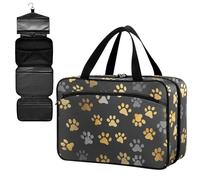 Fustylead Gold and Grey Cute Dog Paw Prints Large Medical Storage Bag with Zipper Empty First Aid Bag Trauma Kit for Traveling Hiking Camping Backpacking