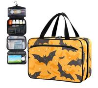 Fustylead Halloween Flying Black Bat Travel Medicine Storage Bag Large Household Pill Bottle Organizer with Zipper for First Aid, Pills, Vitamins, Medical Supplies