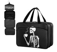 Fustylead Human Skeleton Holding A Steaming Cup of Coffee About to Drink Large Medical Storage Bag with Zipper Empty First Aid Bag Trauma Kit for Traveling Hiking Camping Backpacking