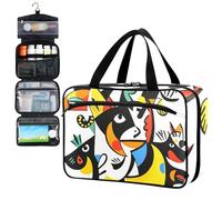 Fustylead Imaginary Animals in Picasso-Style Travel Medicine Storage Bag Large Household Pill Bottle Organizer with Zipper for First Aid, Pills, Vitamins, Medical Supplies