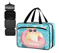 Fustylead Leisurely Cat with Sunglasses in The Pool Empty Travel First Aid Bag Large Home Medication Bag with Zipper for Pills,Vitamin,Fish Oil,Supplements for Women and Men