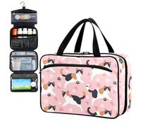 Fustylead Lovely Japanese Shorttail Cat and Paw Prints Hearts Pill Organizer Bag Large Medicine Travel Carrying Case with Zipper for Vitamin Supplements Fish Oil, Empty First Aid Kit for Hiking Campin