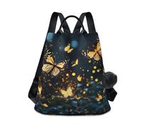 Fustylead Magic Monarch Butterfly and Fireflies Backpack Purse for Women Fashion Ladies Shoulder Bags Large Travel Bag
