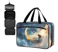 Fustylead Moon in Starry Sky Large Medicine Bag Travel Pill Bottle Organizer with Zipper, Empty First Aid Bag for Camping Hiking Outdoors