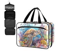 Fustylead Sea Turtle Swimming in The Ocean Watercolor Large Medical Supplies Organizer Bag with Zipper Empty First Aid Bag Trauma Kit for Traveling Hiking Camping