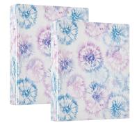 Fustylead Shibori Tie Dye 1.5 Inch 3 Ring Binder, D-Ring Binder with Clipboard&3 Inside Pockets Binders for School Office Supplies Binders, Holds 200 Sheets of A4 Paper