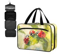 Fustylead Vinbrant Red Ladybugs Oil Painting Empty Travel First Aid Bag Large Home Medication Bag with Zipper for Pills,Vitamin,Fish Oil,Supplements for Women and Men