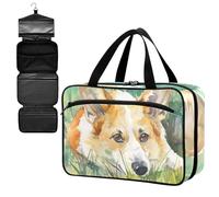 Fustylead Watercolor Cute Welsh Corgi Dog on The Lawn Large Medical Supplies Organizer Bag with Zipper Empty First Aid Bag Trauma Kit for Traveling Hiking Camping