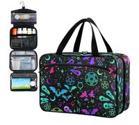Fustylead Witchcraft with Different Magic Elements and Animals Travel Pill Bottle Organizer Large Home Storage Medication Bag with Zipper for Vitamins, First Aid, Fish Oil, Medical Supplies